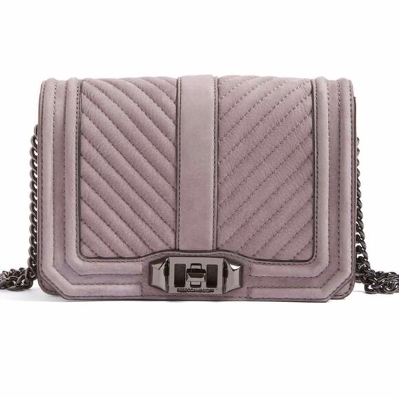 Rebecca Minkoff Chevron Quilted Small Love Crossbody in Deep Lavendar. - Picture 1 of 1